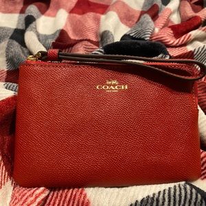 COACH Deep Red color Coach wristlet - NWT